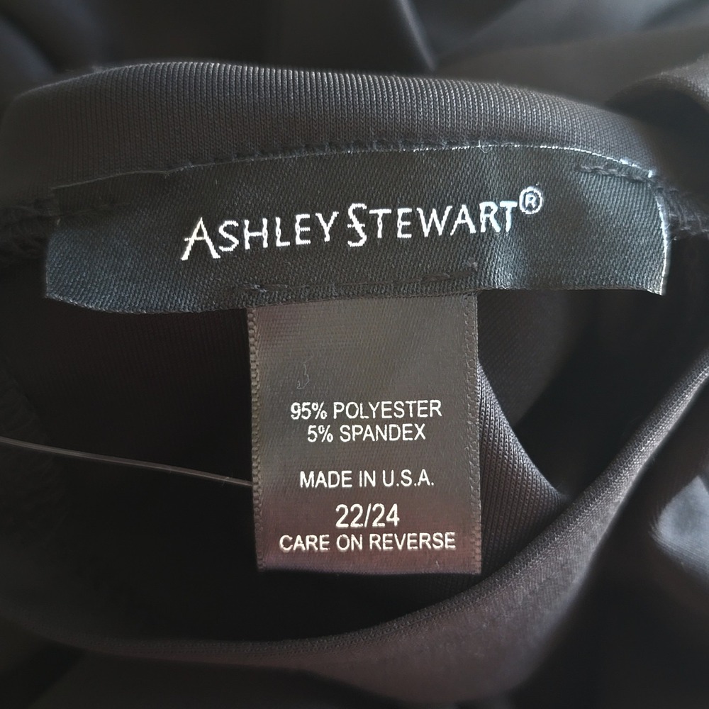 ASHLEY STEWART Size 22/24 Short Sleeve Keyhole Neck Black Sheath Dress NWT - Picture 4 of 9